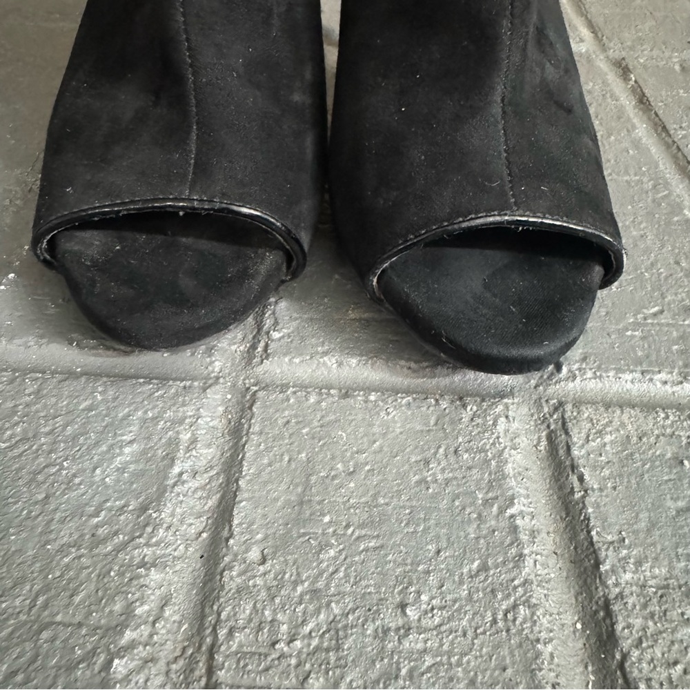 Jennifer Lopez Women’s 6M Black Open Toe Ankle Boots Heels‎ Peep Toe Zipper Heel - Picture 6 of 12